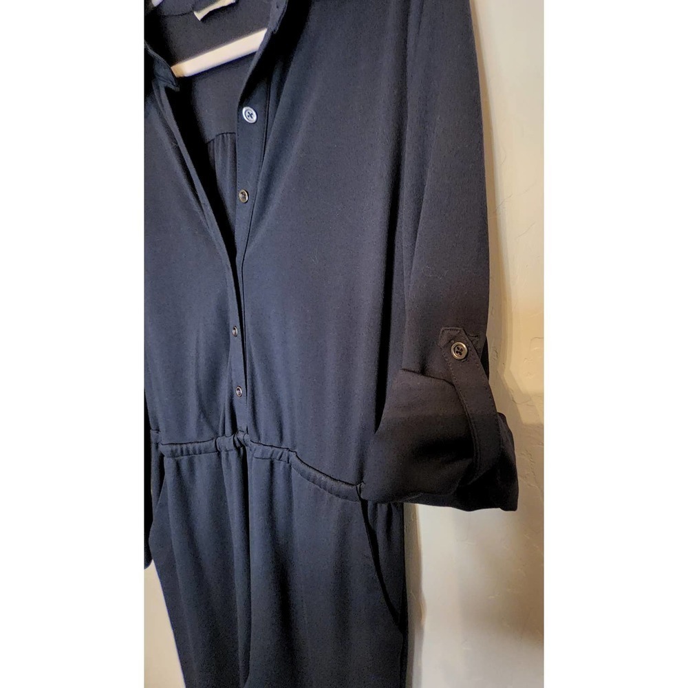 COPY - Soft Surroundings Ponte Jumpsuit  Collared Long Sleeve Knit Navy Blue